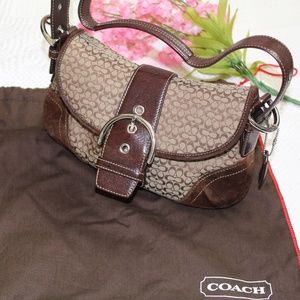 Coach Handbag F05W-6818 Brown with Silver Buckle